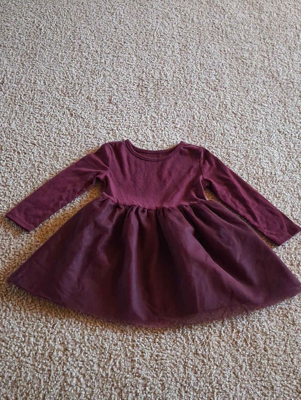 Old Navy Baby 18-24M Girls' Long Sleeve Burgundy Wine Tulle Tutu Dress